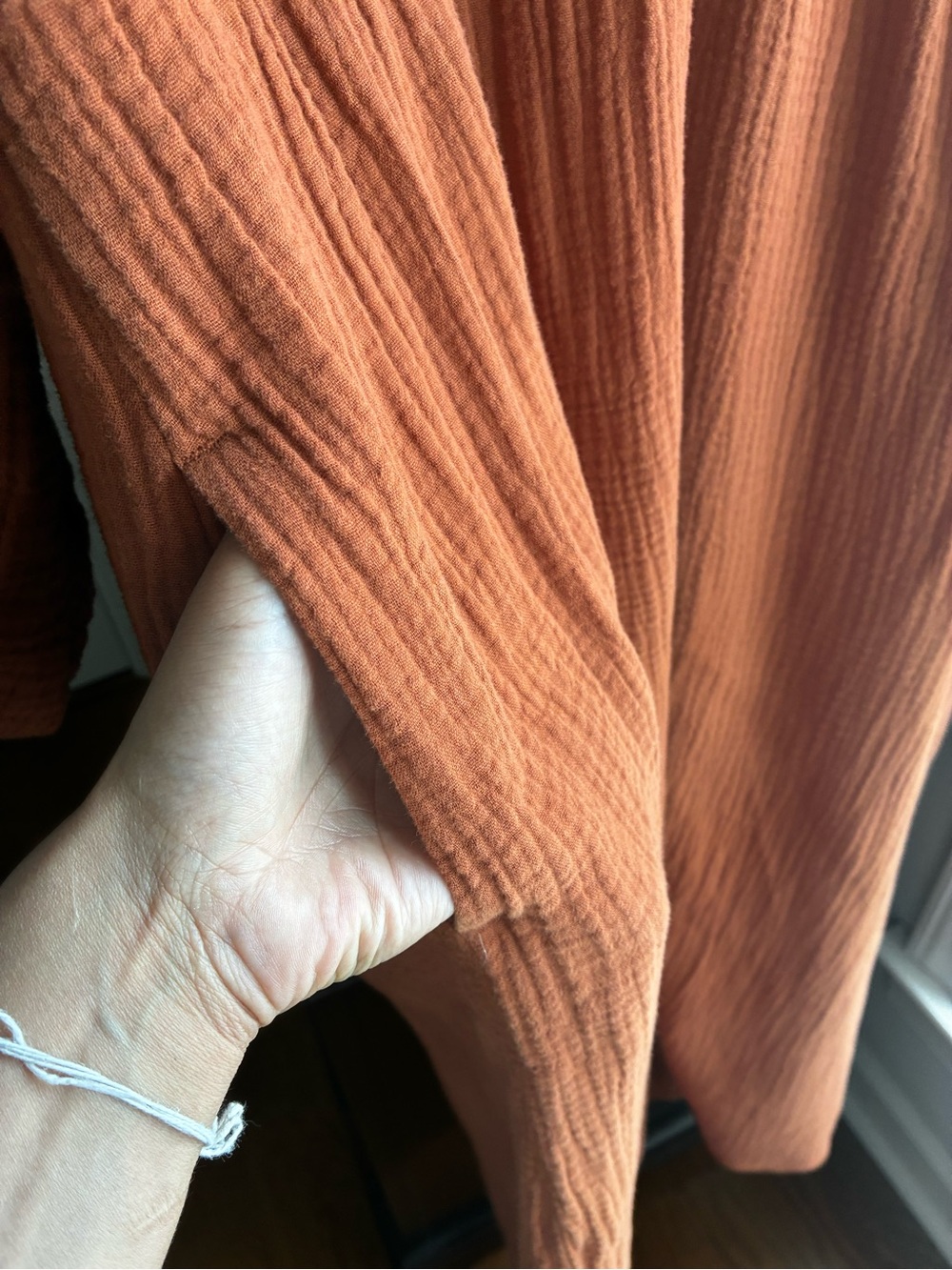 Madewell 100% Cotton Gauze Midi Dress Large Rust Orange Boho Cottagecore - Picture 7 of 9